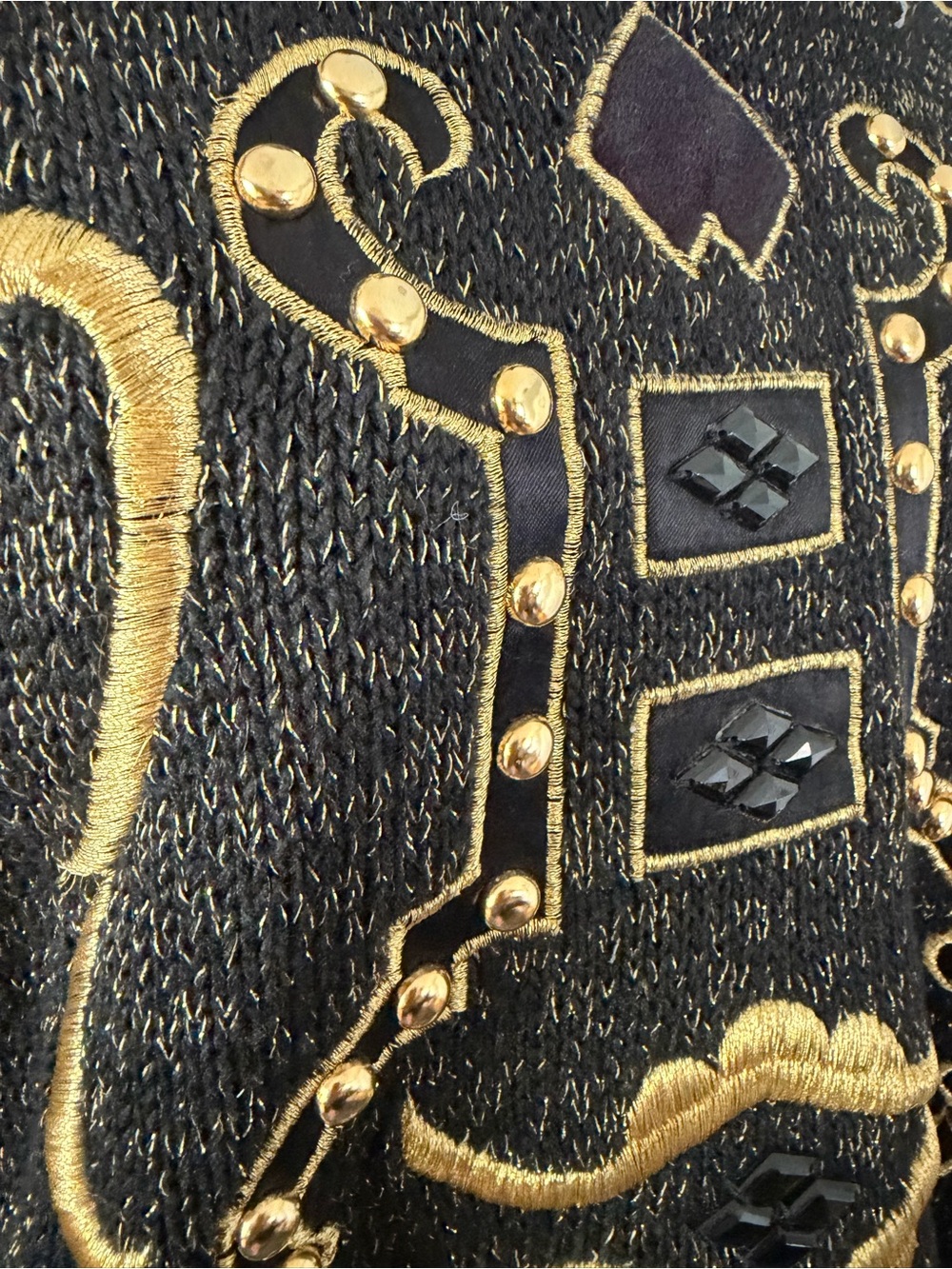 Vintage Black & Gold Embellished Crewneck Sweater - Picture 4 of 10